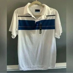 PGA Tour Men's White and Blue Polo Shirt